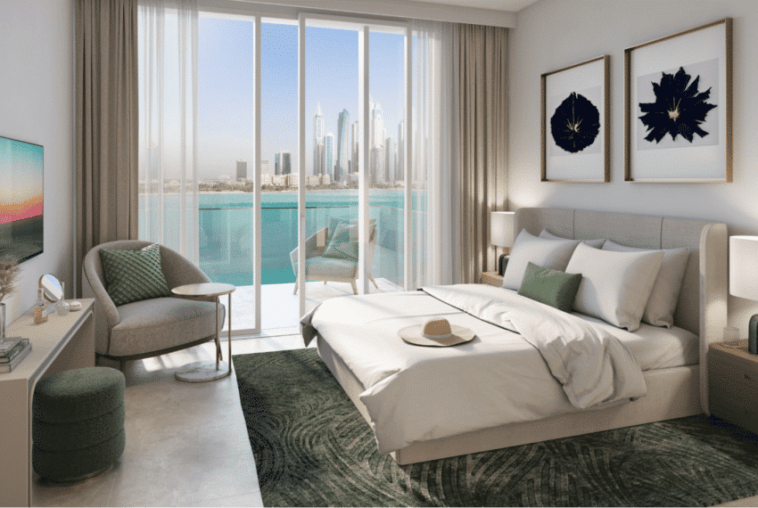 Schlafzimmer der Dubai Immobilie Beachgate by Address