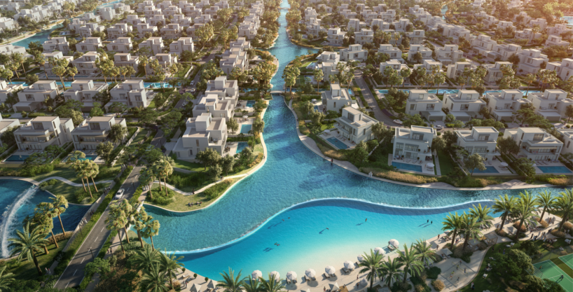 Luftansicht der Villacommunity "The Oasis" in Dubai