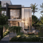 Aussenansicht Abendstimmung eines Townhouses zum Kauf in Dubai Villanova