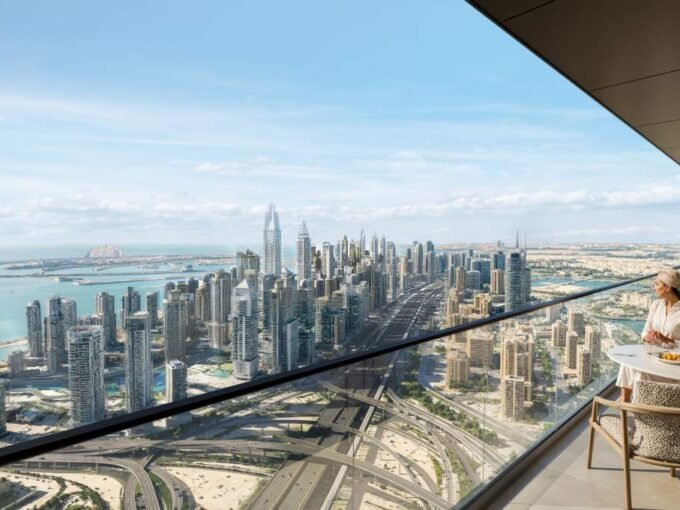 Blick von einem Balkon in Sobha Central, Dubai