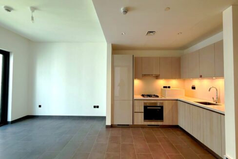 Blick auf die offene Küche des Apartments